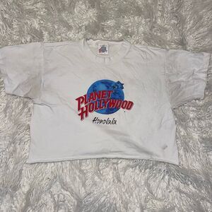 Vintage Planet Hollywood T Shirt Size Large Custom Cropped Cut Single Stitch